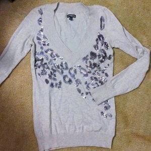 S Express sweater w sequin leopard accent